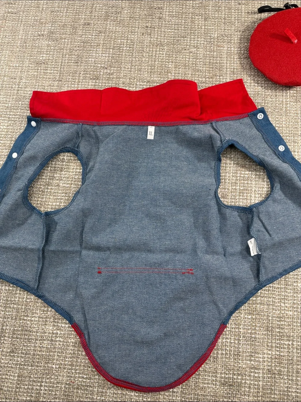 Red and Blue Dog vest with Cap